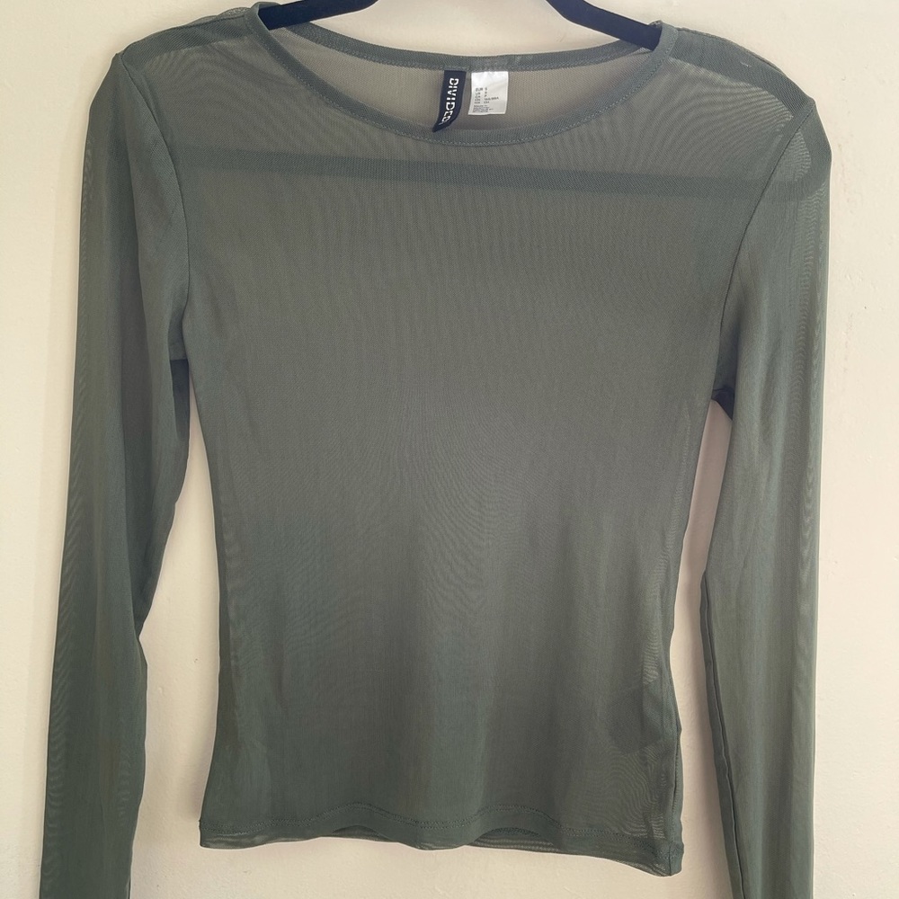 Sheer Army Green Long Sleeve
